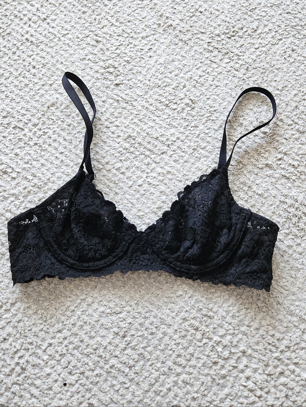 AERIE Black Unlined Demi Bra Lace 32A
